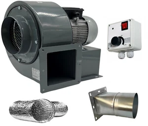 Radialventilator REGLER + FLANSCH + FLEXROHR Luftabsaugung Zentrifugal Gebläse - Bild 1 von 11