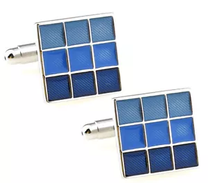Klassische strapazierfähige blaue Emaille Herren Büro Geschenk Manschettenknöpfe von CUFFLINKS DIRECT - Bild 1 von 5