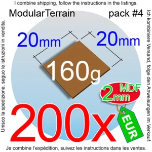 200x 20mm Square Base 2mm MDF Socle War Hammer 40k Infinity Age Of Sigmar - Foto 1 di 4