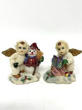 Spain INC Angel Snow Christmas Figurines 2.5"  Vintage