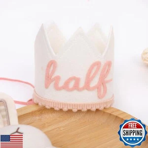 Agkvw Pink and White 1/2 Birthday Crown for Girls - Boho Half Birthday Hat, G - Picture 1 of 5