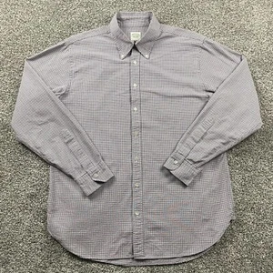 Brooks Brothers Shirt Men 16.5 34 Milano Red Blue Check Button Down Oxford USA - Picture 1 of 13