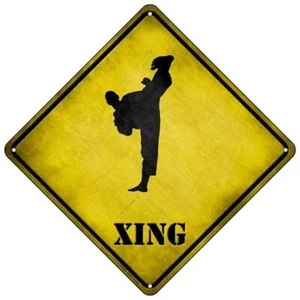Kung Fu Kampfkünstler Kicking High Xing Mini Straßenhinweis 8" Kreuzkreuzung Schild - Bild 1 von 1
