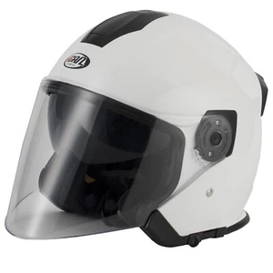 Vcan Open Face H586 Gloss White Motorcycle Scooter long visor Helmet -22.06 ZQ - Picture 1 of 3