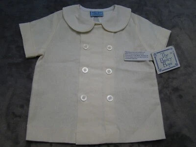 NUEVO CON ETIQUETAS Bailey Niños Niños 24 Meses Manga Corta Peter Pan Camisa Cuello Lino Foto 1 de 4