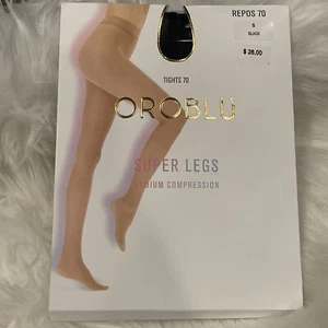 New Women's OROBLU Repos 70 Super Legs Tights Size S Black - Picture 1 of 4