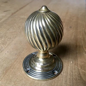 Antique Brass Beehive Door Knob Handle Vintage Georgian Pull Old Quality - Picture 1 of 8