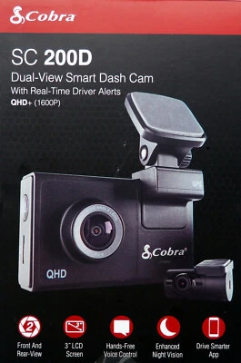 Cobra SC 200D Dual-View Smart Dash Cam with Rear-View Accessory Camera - Image 1 of 4
