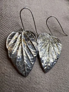 Israel Sterling Silver Dangle Leaf Earrings 925 - Picture 1 of 10