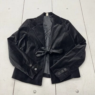 Blazer Old Navy Negro Terciopelo Y2K Corbata Frontal Manga Larga Mujer Talla Pequeña Foto 1 de 4