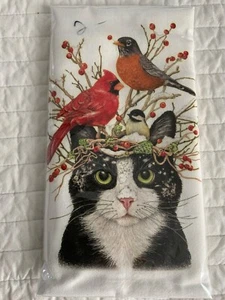 Katze und Kardinäle Mehlsack Küchentuch Mary Lake Thompson 30x30" NEU versiegelt - Bild 1 von 3