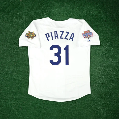 Mike Piazza 1996 Los Angeles Dodgers All Star Cooperstown Home White Jersey Cover