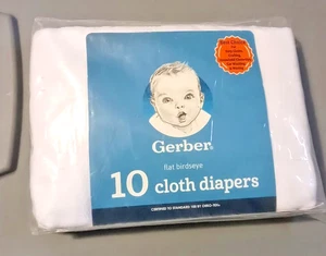 "Paquete de 10 pañales de tela Gerber plegables planos ojo de pájaro 100 % algodón 24"" x 27"" nuevos sellados" - Imagen 1 de 1