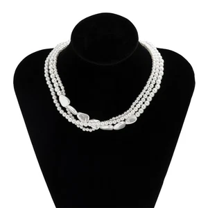 Fashion Women's White Faux Pearl Beads Chain Collar Choker Bib Necklace Jewelry - Picture 1 of 4
