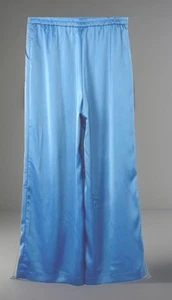 House Of Harlow Blue Satin Pants XL STRETCH High Rise Pockets Elastic Back NWT - Picture 1 of 18