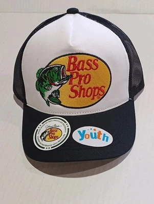 Nuevas gorras de pelota Bass Pro YOUTH traseras/blancas malla trasera Snapback banda logotipo en la parte delantera Foto 1 de 3