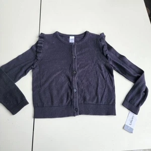 NWT $32 Carter’s Kid Girls Cardigan Button Front Sweater Black Ruffles Sz 7 - Picture 1 of 9