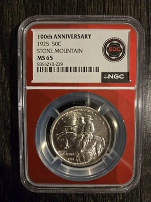 1925 Stone Mountain Memorial Commem Silver Half Dollar - NGC MS 65 - 100th Anni - Image 1 of 2