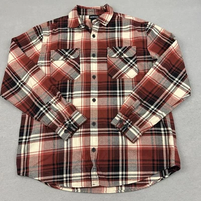 Burton Shirt Mens Large Red Black Plaid Flannel Long Sleeve Button Up Pocket L - Image 1 of 4