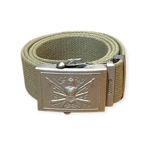 Vintage 1960s-70s Italian Army Khaki 2 in. Belt with Buckle, Men's 32-36 in. - Picture 1 of 4