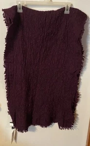 EILEEN FISHER NEW Women’s Scrambled Wool Scarf Wrap Fringe Purple T35 - Picture 1 of 4