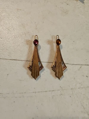 Clipe de cabelo vintage Art Deco pedra roxa barrettes 2,5 pol. Par correspondente - Imagem 1 de 4