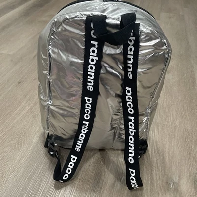 Knock-off Paco Rabanne Silver Backpack Black Straps , 16” x 12”  x 4” - Image 1 of 4