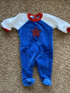 Petit Bateau Patriotic Colorblock Star Stripe French Terry 1pc Outfit Footie 3M - Imagen 1 de 11
