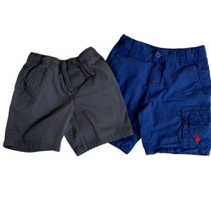 Lot Of Two Boys Size 4 /4T Shorts Gray Blue Cargo US Polo Assn. & Wonder Nation - Picture 1 of 5