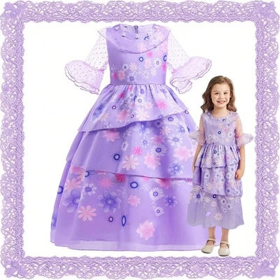 Girls Isabella Encanto Inspired Princess Dress Floral Fancy Costume Outfit Kids - Image 1 of 4