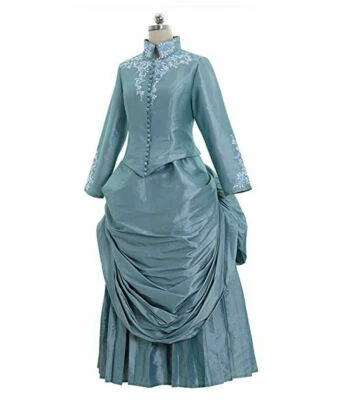 Women Floral Embroidery Victorian Gown Dress Medieval Renaissance Dress  - Image 1 of 4