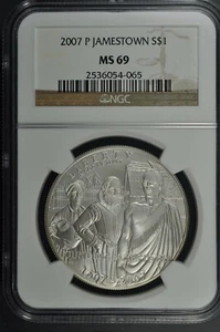 2007 P Jamestown $1 Silver 400th Anniversary coin-NGC MS 69 - Picture 1 of 2
