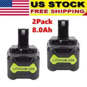 2 PACK 8.0Ah 18V Li-Ion Battery For RYOBI P108 P107 One Plus High Capacity - Picture 1 of 8