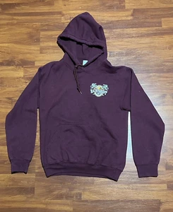 Vintage 90s Rainforest Cafe Hoodie Men Small Maroon Graphic Pullover Size S - Picture 1 of 4