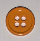 (2) Single - (4-Hole) Flat Button - Round - 10mm/0.39in - Orange