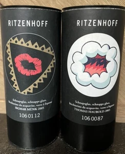 Lot 2 Ritzenhoff Schnapps Bar Art Shot Glass & Coasters 4.5" Tall Glasses NEW P2 - Picture 1 of 6