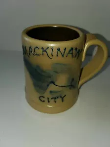 Maple City Pottery Monmouth IL Hand Painted Salt Glaze Mug Mackinaw City 25 yr. - Picture 1 of 5