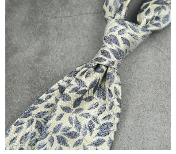 Nueva corbata clásica floral blanca negra tejida jacquard 100 % seda para hombre Foto 1 de 1