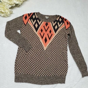 Ecote Thred Up Knit Sweater Small tan balck orange herringbone  - Picture 1 of 5
