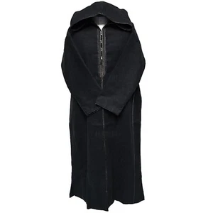 Hombre Lana Cachemira Gruesa Gris Oscuro Manga Larga Marroquí Capucha Thobe Jubba D... - Imagen 1 de 5