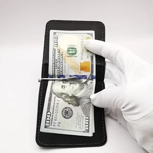 Elegant Men's Money Clip, Leather, Steel, Handmade - Picture 1 of 5