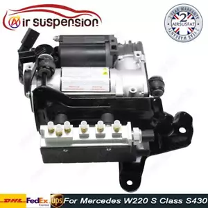 Air Suspension Compressor Pump+Valve Block For Mercedes S Class W220 S430 S500 - Picture 1 of 12