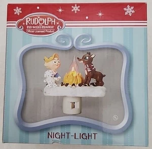 Nightlight Rudolph the Red Nosed Reindeer & Hermey Flicker Christmas Night Light - Picture 1 of 5