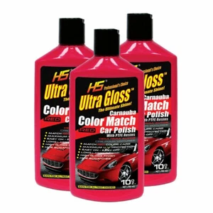 Red Car wax Polish Ultra Gloss HS 10 oz 3 Pack Carnauba Color Match  - Picture 1 of 3
