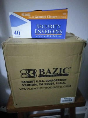 BAZIC #10 Gummed Closure Envelope 24 sets of 40 envelopes each  #5049 - Image 1 of 3