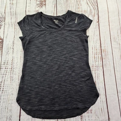 Camiseta Feminina Reebok Cinza Escuro Manga Curta Mistura de Poliéster M - Imagem 1 de 4