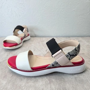 Cole Haan Grand Ambition Comfort Sandals White Snake Print Casual Walking Sz 7 - Picture 1 of 11