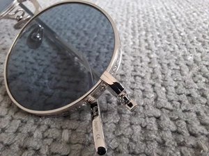 MATSUDA Round Sunglasses Model M3087 Shinny Silver Blue Lenses 46-22 RARE ! - Picture 1 of 8