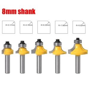 Round Over Router Bits 5pcs 8mm Shank with Bearing for Woodworking Edge Shaping - Picture 1 of 12