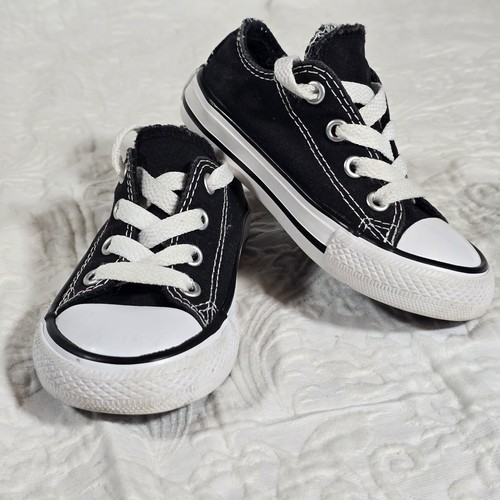 Converse All Star Doppia Lingua Bassa Bianco e Nero Floreale Neonato Taglia 6